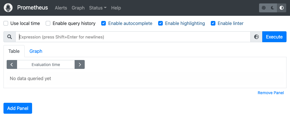 Screencapture showing the Prometheus web console