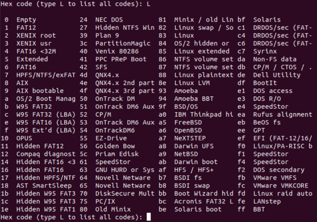 Partition Type 1