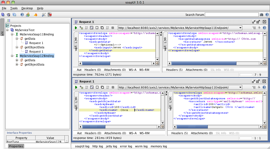 Axis2 Web service testing using SoapUI