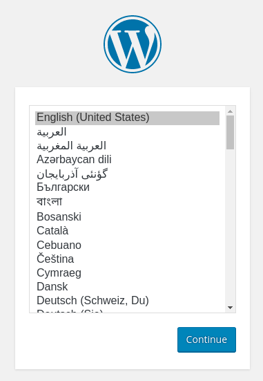 WordPress language selection