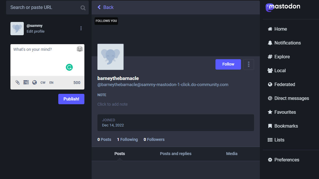 Mastodon UI follow back an account