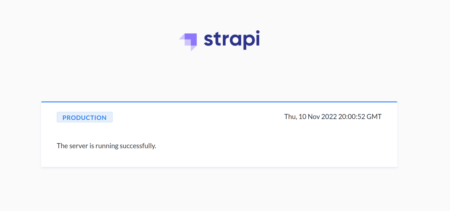 Strapi production landing page indicator