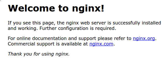 Nginx default landing page