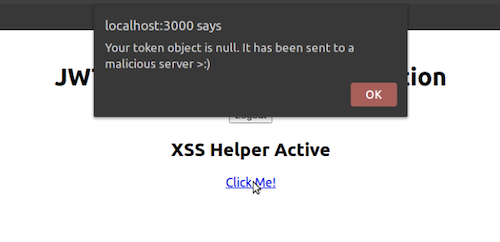 Screencapture of the failed XSS attack that results in 