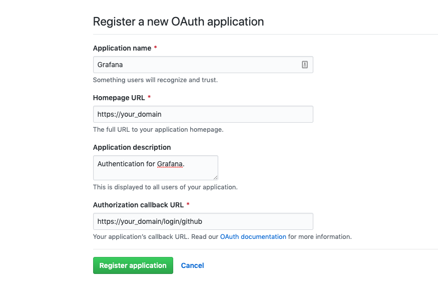 GitHub Register OAuth Application