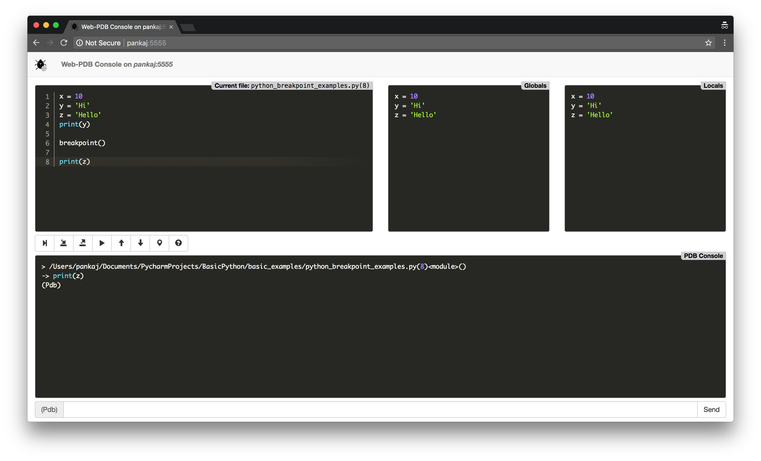 python web-pdb debugger