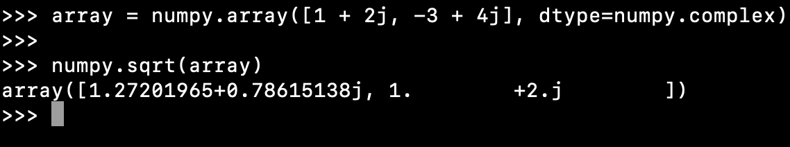 Numpy Sqrt Complex Numbers