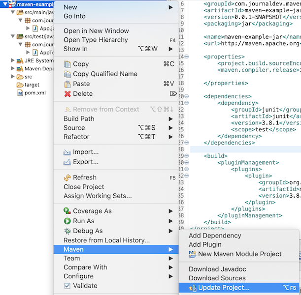 Eclipse Maven Update Project