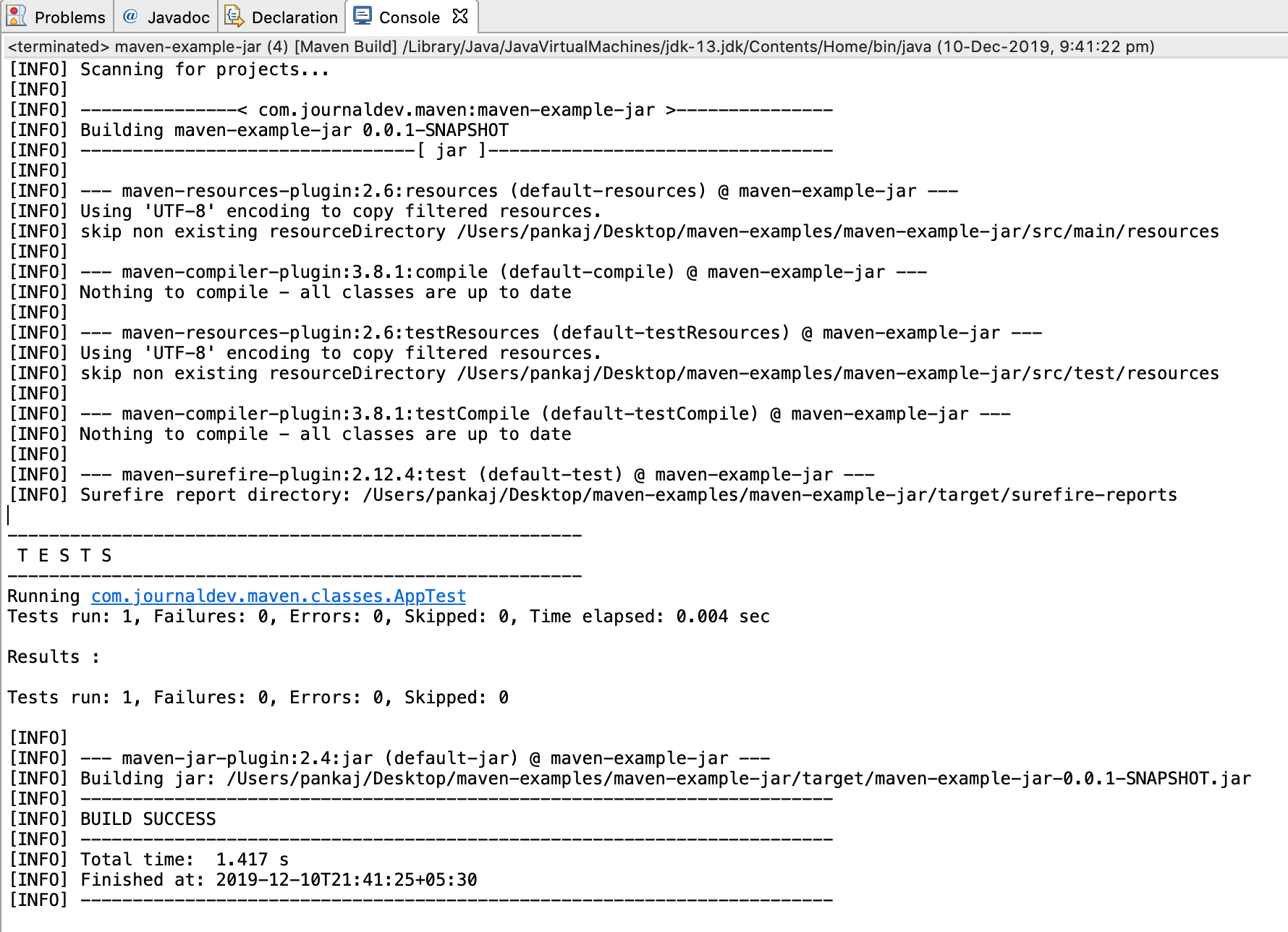 Eclipse Maven Project Build Success