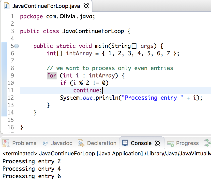 java continue statement, java continue for loop