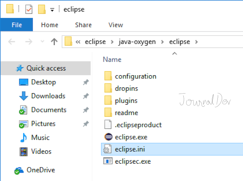 eclipse.ini file location windows 10