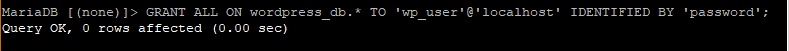 Grant Privileges To Wp User On WordPress Database