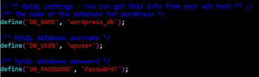 Wordpress Database Config