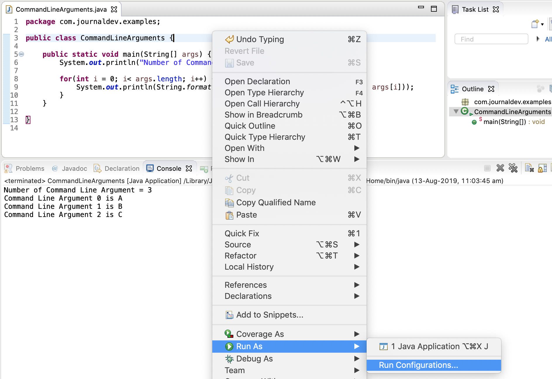 Eclipse Run Configurations