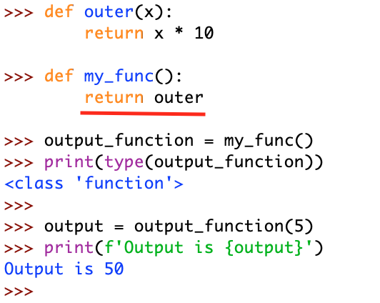 Python Function Return Outer Function