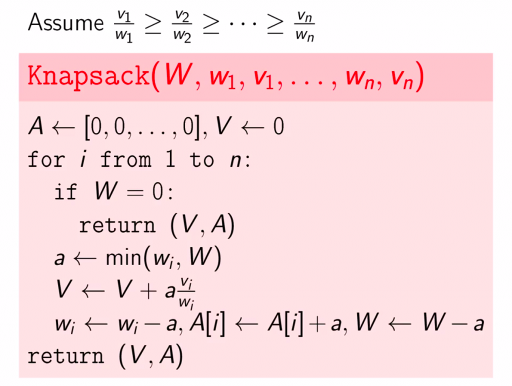 Fractional Knapsack Pseudocode