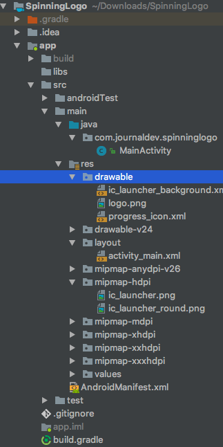 custom progress bar in android studio project structure