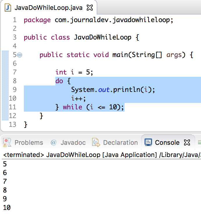 java do while loop example