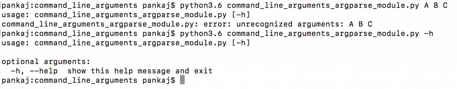 python command line arguments using argparse module