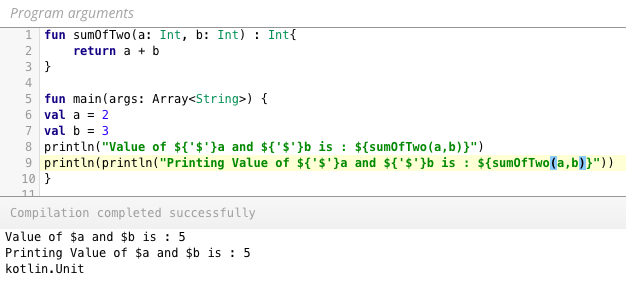 kotlin print statements printing functions