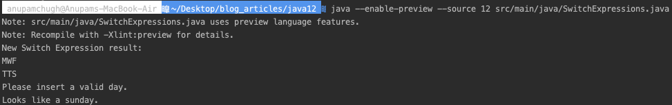 Java Switch Expressions Program Output