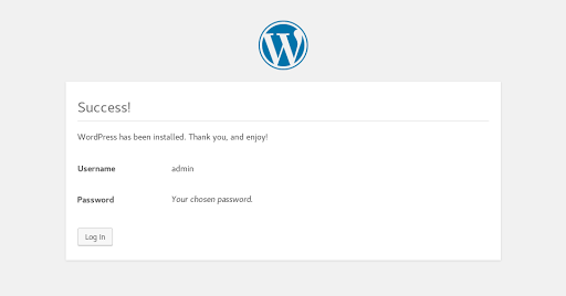 Wordpress Install Confirmation Page