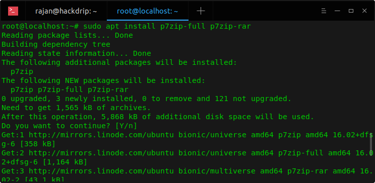 Install 7zip on Ubuntu With Command Line