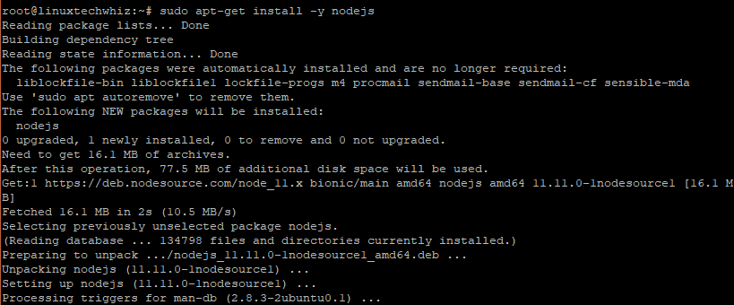 Install NodeJs on Ubuntu 18.04