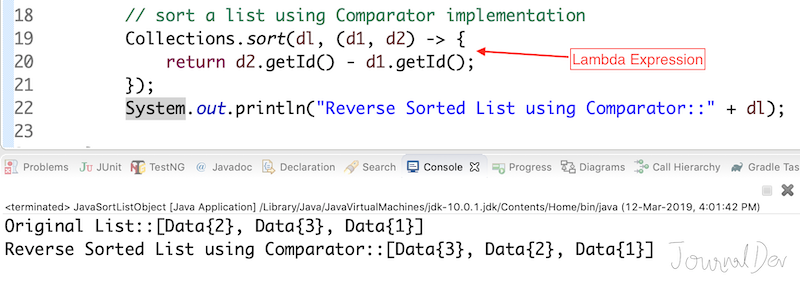 Java Sort List Objects Comparator