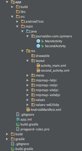 android spinner example, android drop down list