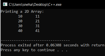 Printing A 2D Array