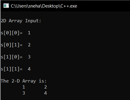 2D Array User Input